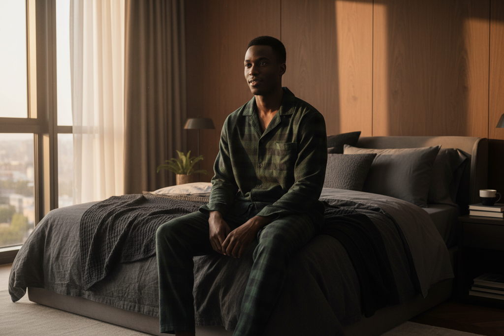 LUNDER DUAZ Mens Forest Plaid Lounge Set