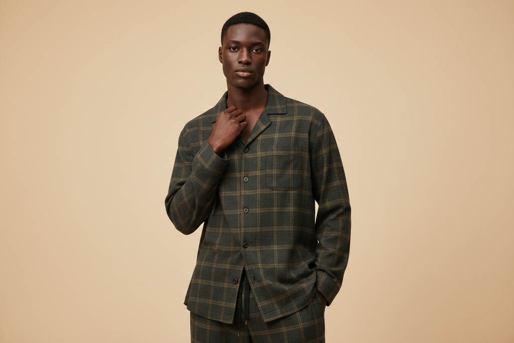 LUNDER DUAZ Mens Forest Plaid Lounge Set