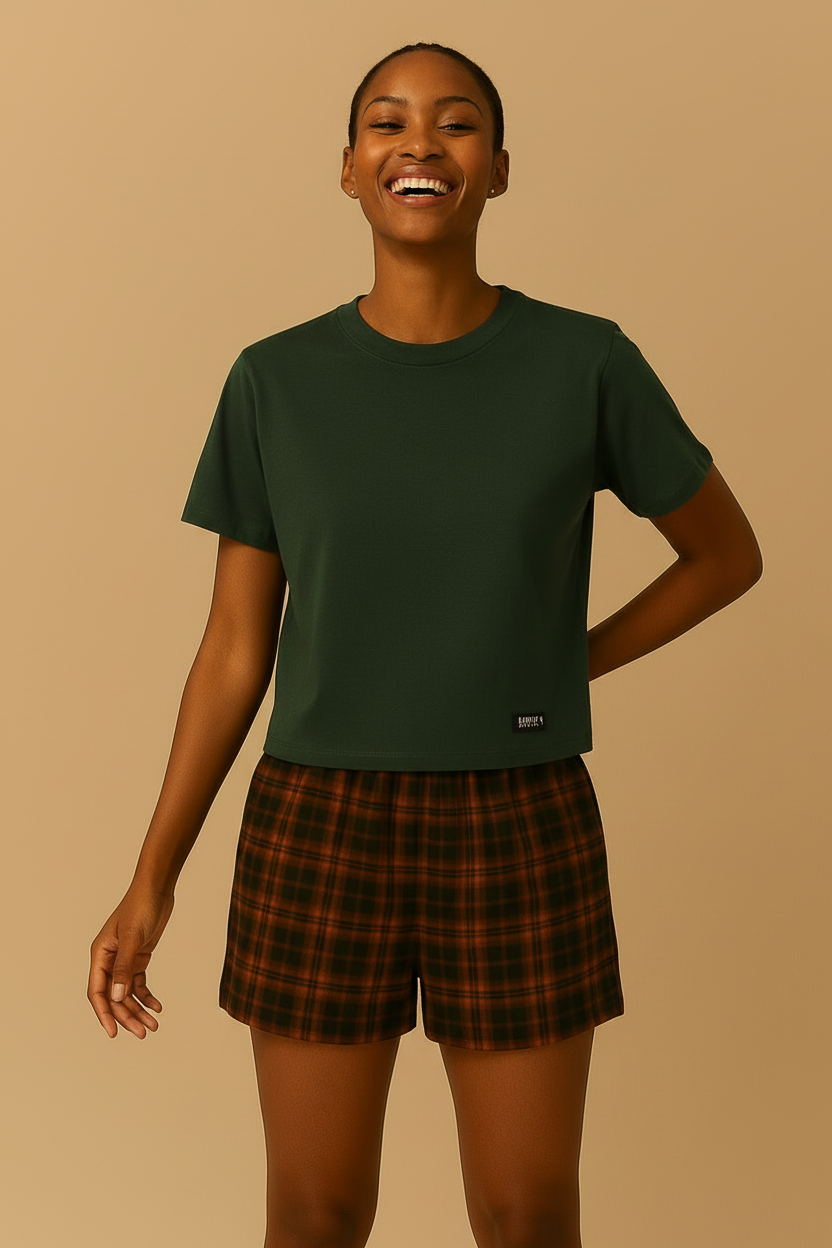 Lunder Duaz Ladies Sleep Boxer Set burnt green and rust brown