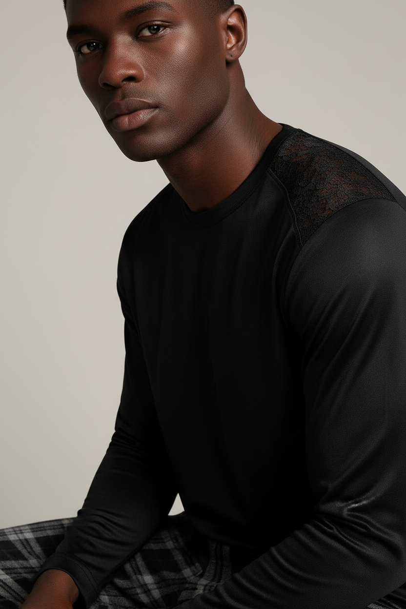 Lunder Duaz Mens Lace Shoulder Set detail shot