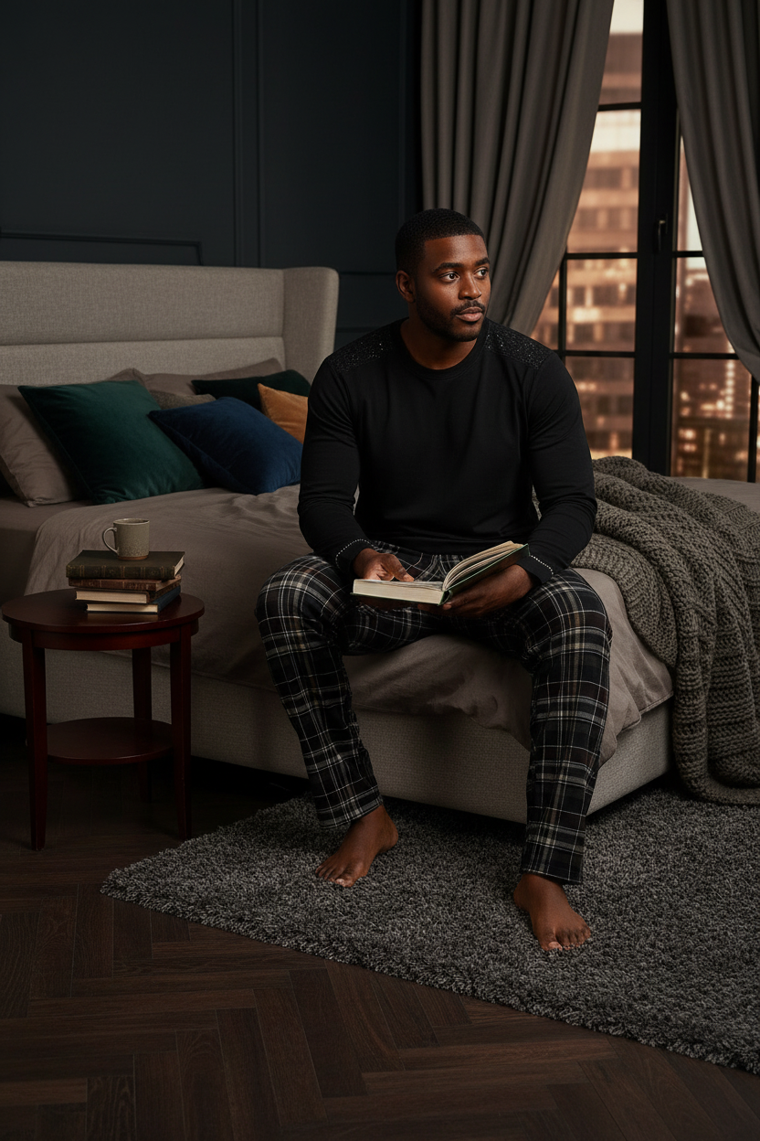 LUNDER Duaz Plaid Lounge Set Full-Length - bedroom armchair