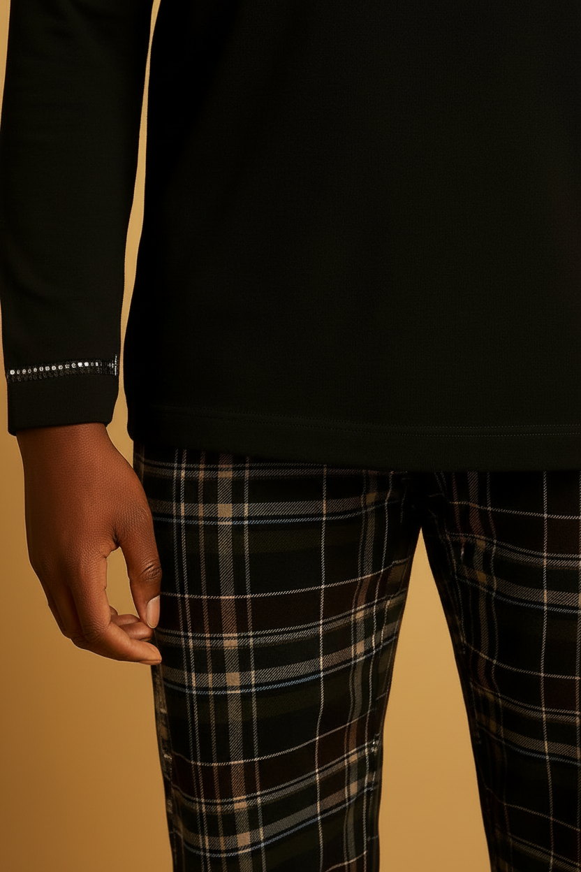 LUNDER Duaz Plaid Lounge Set Full-Length - top close-up (no text)