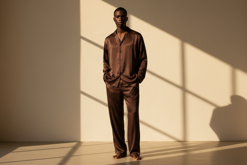 Men's dark satin set studio