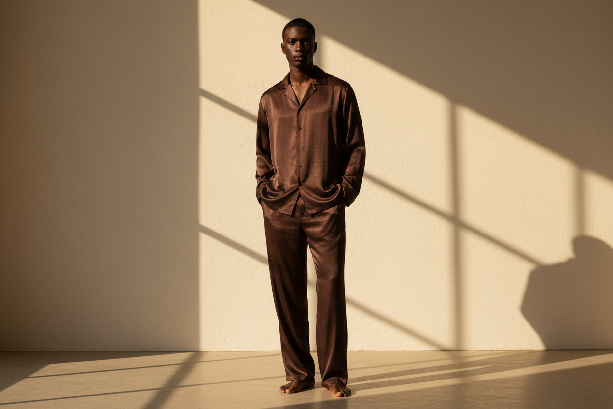 Men's dark satin set studio