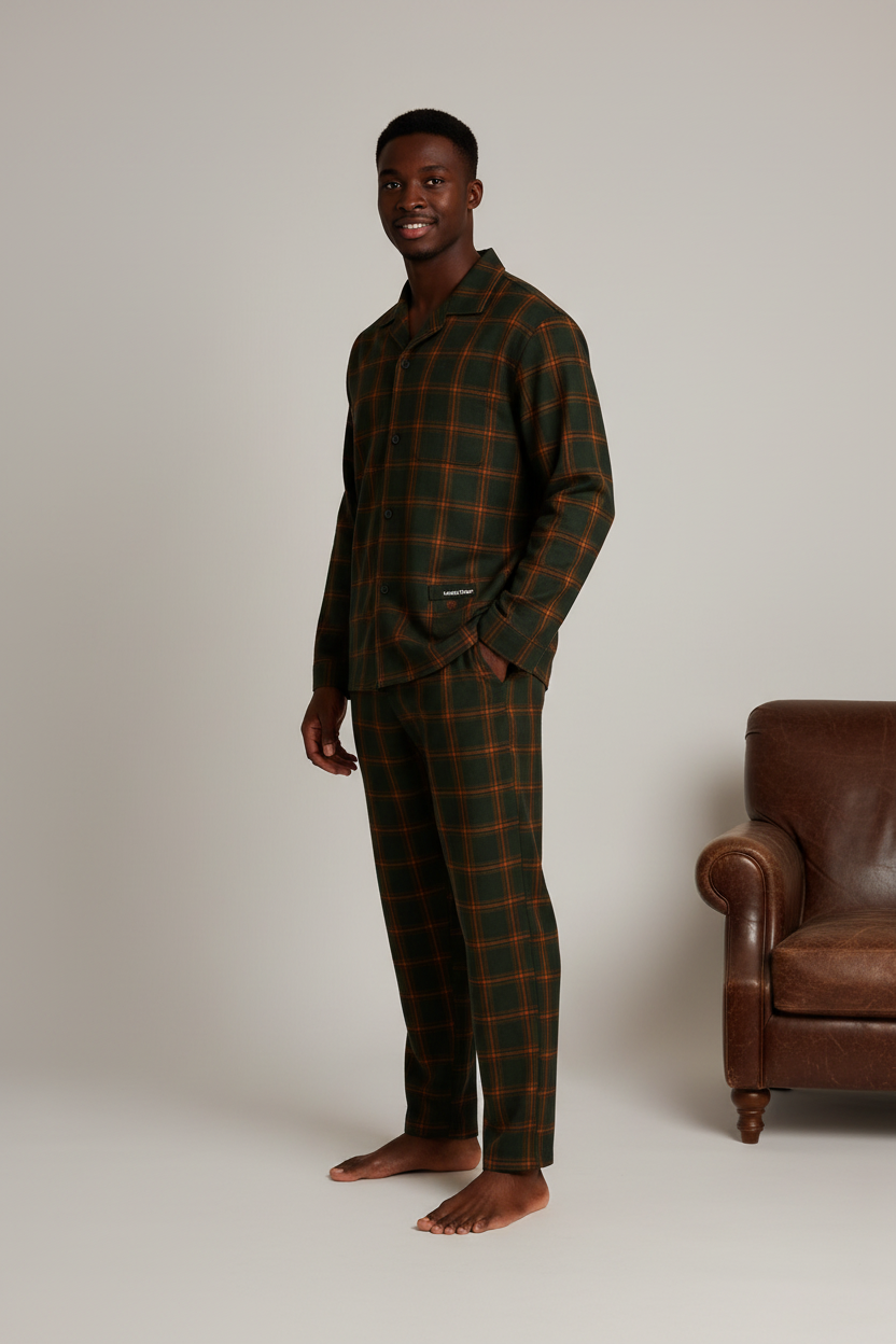 Mens Dark Traditional Pyjama Set - studio shot