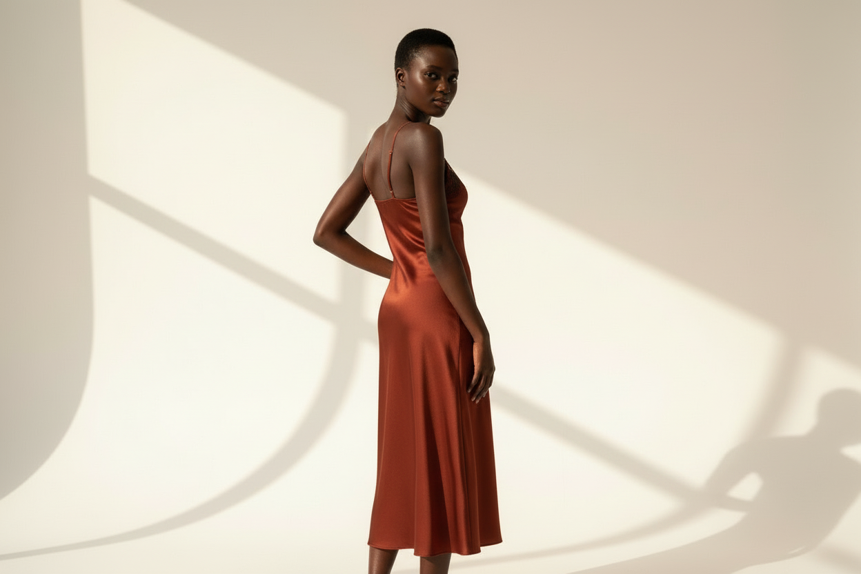 Terracotta Satin Slip Dress 2