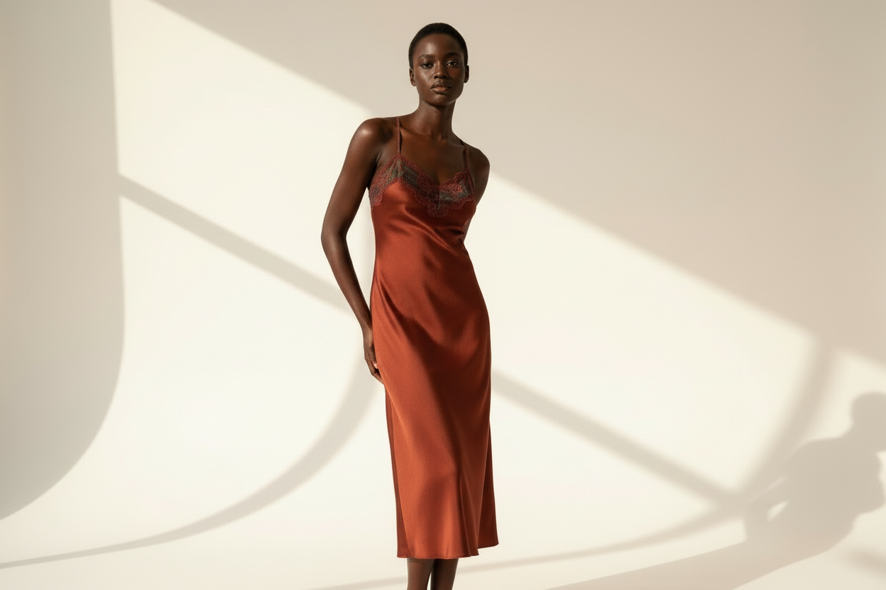 Terracotta Satin Slip Dress 3